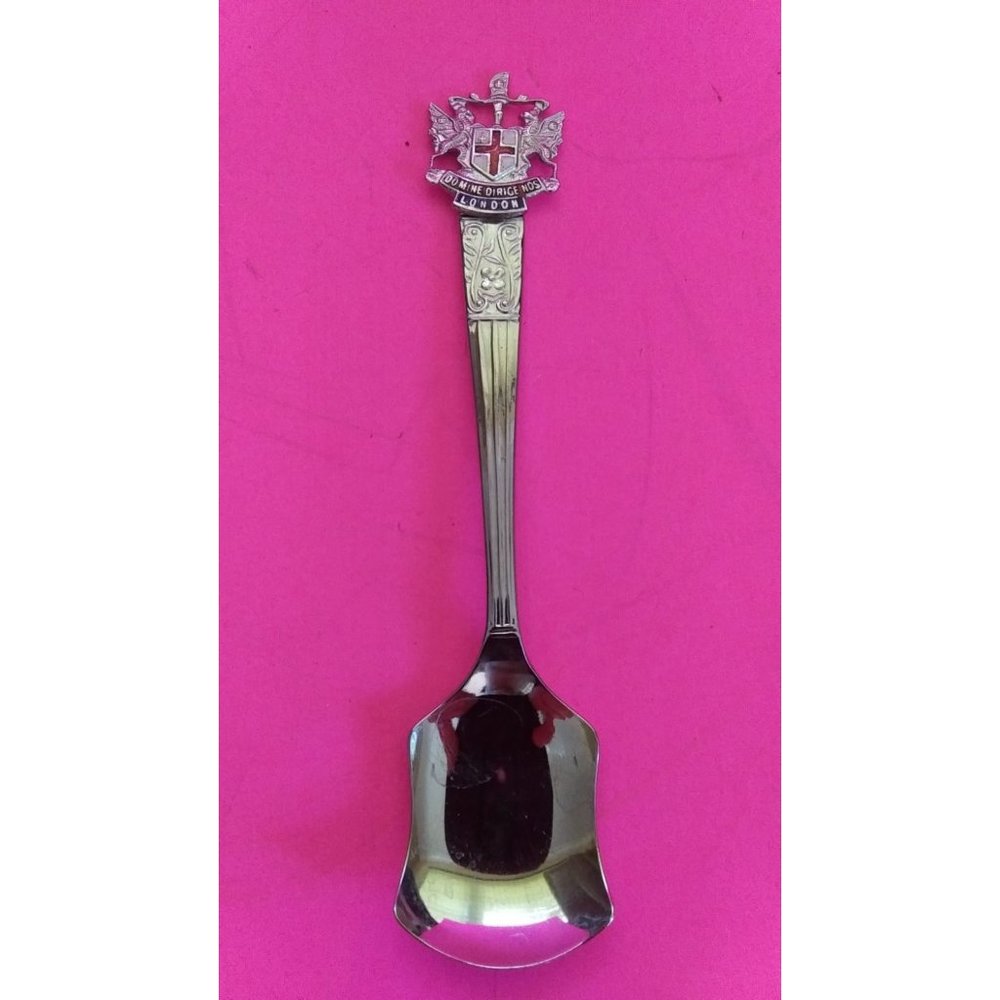 Domine Dirige Nos London Souvenir spoon in bilchrome, Sheffield England. Double